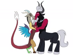 Size: 2048x1536 | Tagged: safe, artist:fiona brown, discord, lord tirek, gay, kissing, male, shipping, tirekcord