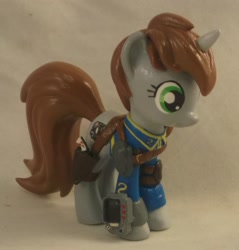 Size: 1961x2049 | Tagged: safe, artist:gryphyn-bloodheart, oc, oc only, oc:littlepip, pony, unicorn, fallout equestria, fallout equestria: project horizons, 3d print, clothes, custom, fanfic, female, funko, gun, handgun, hooves, horn, irl, little macintosh, mare, mystery mini, mystery minis, photo, pipbuck, revolver, solo, toy, vault suit, weapon