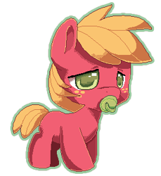 Size: 300x327 | Tagged: safe, artist:ende26, big macintosh, pony, baby, baby macintosh, baby pony, colt, cute, foal, macabetes, pacifier, pixel art, simple background, solo, transparent background