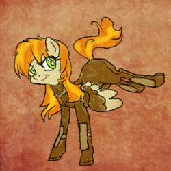 Size: 750x750 | Tagged: safe, artist:jitterbugjive, oc, oc only, oc:bracer, pegasus, pony, :t, bucking, crayon, emw:mmmm, smirk, solo