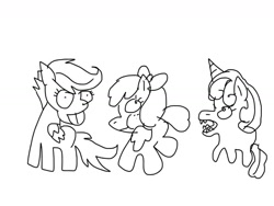 Size: 1600x1200 | Tagged: safe, artist:dominicuong9716, apple bloom, scootaloo, sweetie belle, 1000 hours in ms paint, cutie mark crusaders, monochrome, ms paint, simple background, sketch