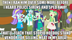 Size: 981x550 | Tagged: safe, edit, edited screencap, screencap, aqua blossom, blueberry cake, captain planet, rose heart, equestria girls, equestria girls (movie), aqua blossom's stealth third arm, background human, dark comedy, eco kid insults, image macro, meme, naomi nobody, time to come together