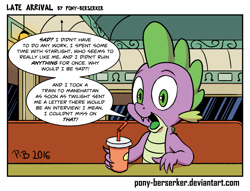 Size: 1180x900 | Tagged: safe, artist:pony-berserker, spike, dragon, the saddle row review, comic, single panel, solo