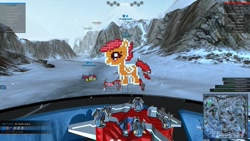 Size: 1024x576 | Tagged: safe, scootaloo, pegasus, 3d, female, filly, orange coat, purple mane, robocraft, solo