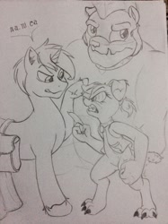 Size: 956x1280 | Tagged: safe, artist:ramiresbr, oc, oc only, diamond dog, pony, unicorn, female, female diamond dog, monochrome, portuguese, sketch, traditional art, wip