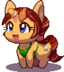 Size: 350x396 | Tagged: artist needed, safe, oc, oc only, oc:java chip, /mlp/, apron, chibi, clothes, cute, pixel art, solo