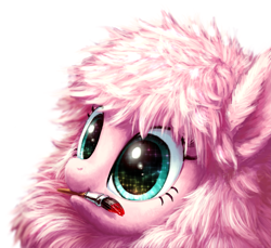 Size: 2349x2150 | Tagged: safe, artist:hunternif, oc, oc only, oc:fluffle puff, mouth hold, paint, paintbrush, painting, simple background, solo, transparent background