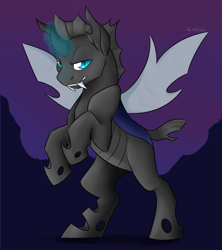 Size: 1280x1444 | Tagged: safe, artist:spiritcookie, derpibooru import, changeling, bedroom eyes, solo