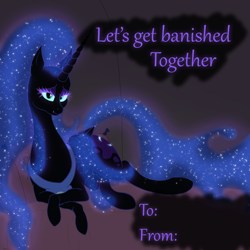 Size: 1280x1280 | Tagged: safe, artist:azurek, nightmare moon, nicemare moon, solo, valentine