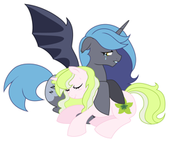 Size: 3520x3016 | Tagged: safe, artist:unoriginai, oc, oc only, oc:anthea, oc:princess nidra, alicorn, bat pony, bat pony alicorn, pony, unicorn, adopted offspring, alicorn oc, canon x oc, contest entry, crying, death, dying, feels, offspring, old, older, parent:fluttershy, parent:oc:azalea, parent:oc:berry vine, parent:oc:supernova, parent:princess luna, parents:canon x oc, parents:oc x oc, prone, sad, simple background, story included, transparent background