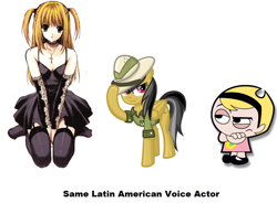 Size: 800x588 | Tagged: safe, daring do, death note, exploitable meme, mandy, meme, misa amane, rebeca gómez, same voice actor, the grim adventures of billy and mandy