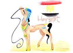 Size: 2338x1701 | Tagged: safe, artist:dawn22eagle, oc, oc only, oc:haygypt, earth pony, pony, egyptian, looking up, mouth hold, raised leg, solo, whip