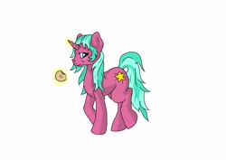 Size: 7016x4961 | Tagged: safe, artist:littlewolfstudios, oc, oc only, oc:mistystar, pony, unicorn, absurd resolution, bagel, eat, female, magic, misty star, solo, stars