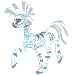 Size: 1280x1280 | Tagged: safe, artist:inlucidreverie, oc, oc only, oc:ahrim, ghost, zebra, fallout equestria, skeleton, stripes