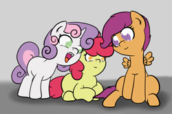 Size: 562x370 | Tagged: safe, artist:alazak, apple bloom, scootaloo, sweetie belle, cute, cutie mark crusaders, group shot