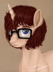 Size: 638x862 | Tagged: safe, artist:dirlcutto, oc, oc only, oc:john keysteyn, pony, unicorn, bust, glasses, male, portrait, stallion