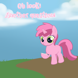 Size: 1000x1000 | Tagged: safe, artist:tentacuddles, ruby pinch, ask, ask pinchy, cute, green eyes, pink text, solo, tumblr