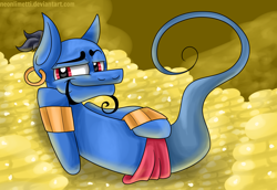 Size: 2500x1721 | Tagged: safe, artist:neoncel, genie pony, aladdin, genie, ponified, solo