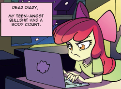 Size: 603x444 | Tagged: safe, apple bloom, equestria girls, spoiler:comic, apple bloom's blog, exploitable meme, heathers, meme, vulgar