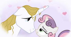 Size: 636x333 | Tagged: safe, edit, screencap, prince blueblood, sweetie belle, crack shipping, shipping, sweetieblood