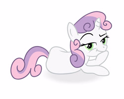 Size: 3000x2400 | Tagged: safe, derpibooru import, sweetie belle, evil grin, prone, solo