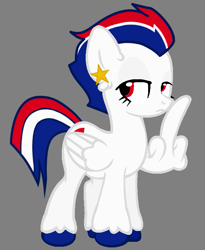 Size: 627x763 | Tagged: safe, artist:maggie-x-awesomeness, oc, oc only, pegasus, pony, air france, airline, base used, feather fingers, female, mare, mascot, middle feather, middle finger, ponified, solo, unamused, unshorn fetlocks, vulgar, wing hands