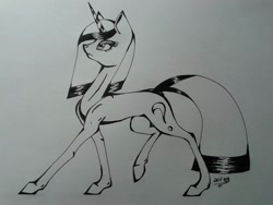 Size: 960x720 | Tagged: safe, artist:lostthekiller, oc, oc only, oc:lost, pony, unicorn, ink, sketch, skinny, solo, standing, traditional art