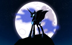 Size: 1680x1050 | Tagged: safe, artist:astralmelodia, nightmare moon, moon, night, solo, stars