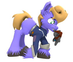 Size: 1024x868 | Tagged: safe, artist:sherfur, oc, oc only, oc:kings folly, earth pony, pony, fallout equestria, 3d, clothes, jumpsuit, plushie, solo, unshorn fetlocks, vault suit