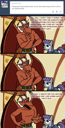 Size: 854x1671 | Tagged: safe, artist:flyingbrickanimation, maud pie, ask, ask maudlyn, brooklyn, crossover, crossover shipping, female, gargoyles, male, maudlyn, shipping, straight, tumblr, tumblr comic