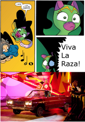 Size: 775x1115 | Tagged: safe, cheerilee, cloverleaf, spoiler:comic, spoiler:comic29, chevrolet impala, eddie guerrero, lowrider, surprise entrance meme, wwe