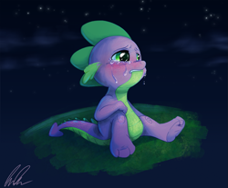 Size: 1005x834 | Tagged: safe, artist:c-puff, derpibooru import, spike, dragon, crying, solo