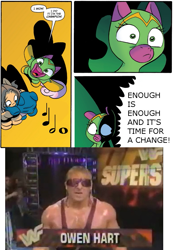 Size: 775x1115 | Tagged: safe, cheerilee, cloverleaf, spoiler:comic, spoiler:comic29, owen hart, surprise entrance meme, wwe