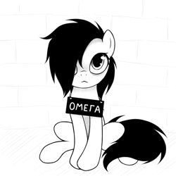 Size: 700x700 | Tagged: safe, artist:rainbow, monochrome, ponified, russian, tomoko kuroki, watamote