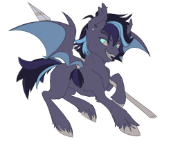 Size: 1750x1500 | Tagged: safe, artist:anightlypony, oc, oc only, oc:light nocturne, bat pony, pony, male, night guard, solo, spear, stallion