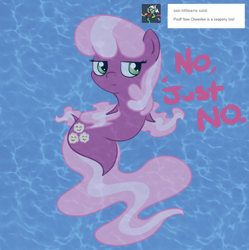 Size: 898x900 | Tagged: safe, cheerilee, sea pony, ask, ask seapony luna, cheerilee is unamused, species swap, tumblr, unamused