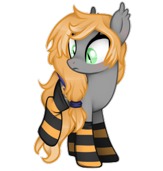 Size: 804x846 | Tagged: dead source, safe, artist:sheeppiss, oc, oc only, oc:pumpkin knack, bat pony, pony, clothes, socks, solo, striped socks