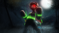 Size: 1919x1079 | Tagged: safe, artist:firgof, changeling, dark, dark magic, fog, magic, night, solo, stars, transformation, transformation sequence