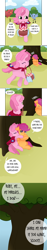 Size: 1280x6747 | Tagged: safe, artist:tentacuddles, ruby pinch, scootaloo, bird, ask, ask pinchy, basket, cake, comic, crying, hug, mouth hold, singing, tree, tumblr