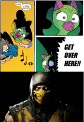 Size: 775x1115 | Tagged: safe, cheerilee, cloverleaf, spoiler:comic, spoiler:comic29, meme, mortal kombat, scorpion (mortal kombat), surprise entrance meme, this will end in tears and/or death