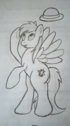 Size: 719x1280 | Tagged: safe, artist:shamrock, daring do, monochrome, solo, traditional art