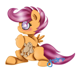 Size: 1024x915 | Tagged: safe, artist:yuukon, scootaloo, plushie, simple background, solo, transparent background