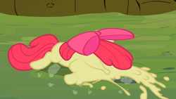 Size: 1280x720 | Tagged: safe, artist:dtkraus, edit, screencap, apple bloom, goo pony, original species, applesauce, splatter, wat