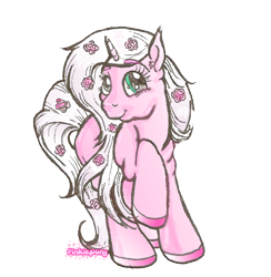 Size: 824x844 | Tagged: safe, artist:pinkieposh, unicorn, dracco, ff (fillyfuntasia), filly (filly funtasia), filly funtasia, filly unicorn, flower, flower in hair, missing accessory, rose (filly funtasia)