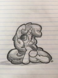 Size: 600x800 | Tagged: safe, artist:bobdude0, sweetie belle, lined paper, monochrome, solo, traditional art