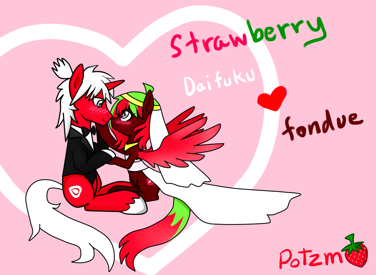 2060411 Safe Artistpotzm Oc Oc Only Ocstrawberry Daifuku Ocstrawberry Fondue 