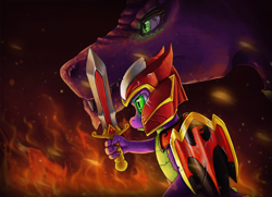 Size: 1000x725 | Tagged: safe, artist:gikat, derpibooru import, spike, dragon, dota 2, dragon knight