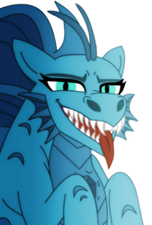 Size: 600x887 | Tagged: safe, artist:cbear624, sonata dusk, siren, fangs, sharp teeth, solo, tongue out