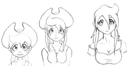 Size: 1500x776 | Tagged: safe, artist:dj-black-n-white, oc, oc only, oc:cinnamon cider, satyr, age progression, monochrome, offspring, parent:applejack