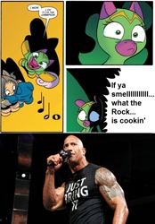 Size: 776x1115 | Tagged: safe, cheerilee, cloverleaf, spoiler:comic, spoiler:comic29, dwayne johnson, meme, surprise entrance meme, the rock, wrestling, wwe